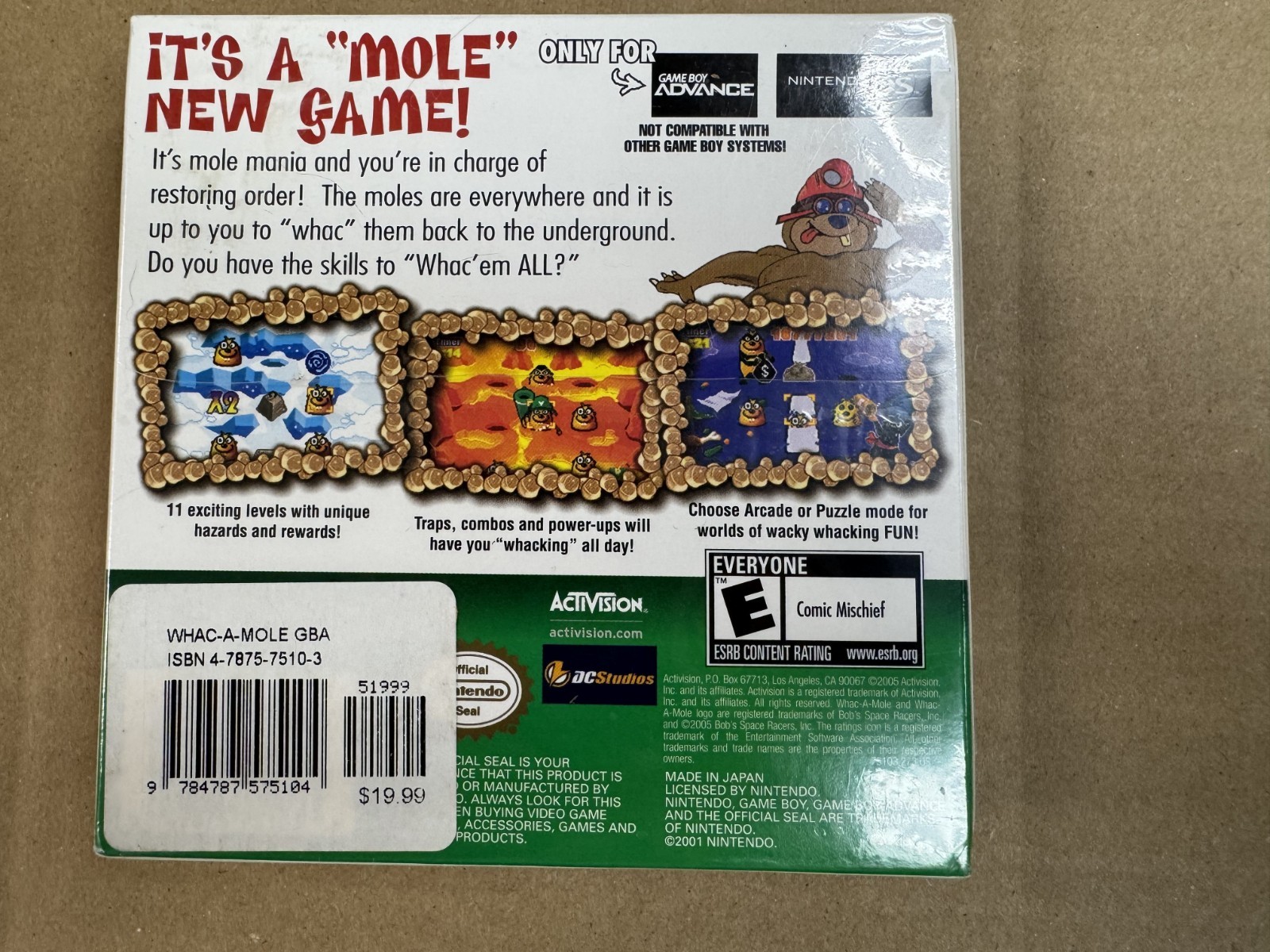 Whac-A-Mole Nintendo Game Boy Advance GBA New Factory Sealed