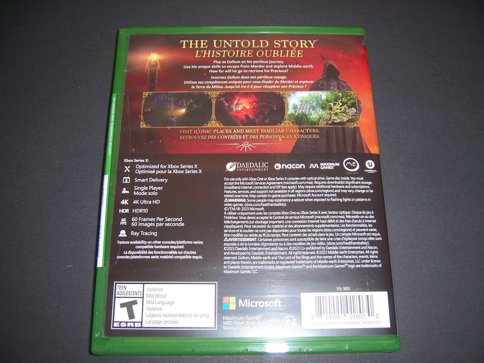 The Lords of the Ring Gollum – Xbox One Xbox Series X|S *CASE ONLY* Authentic
