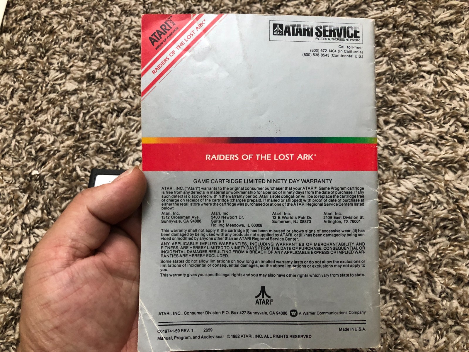 Raiders of the Lost Ark (Atari 2600, 1982) Cartridge & Manual Only Tested (DIEA)