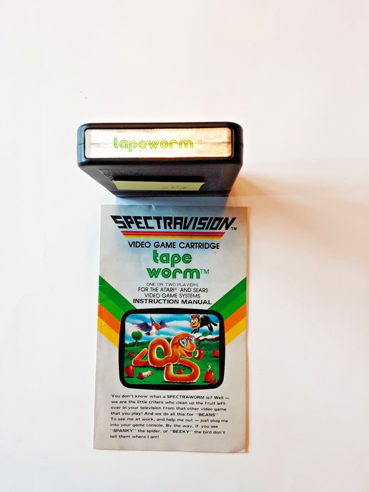 TAPE WORM Cartridge + Manual Spectravision 1982 Atari 2600 Tested NTSC