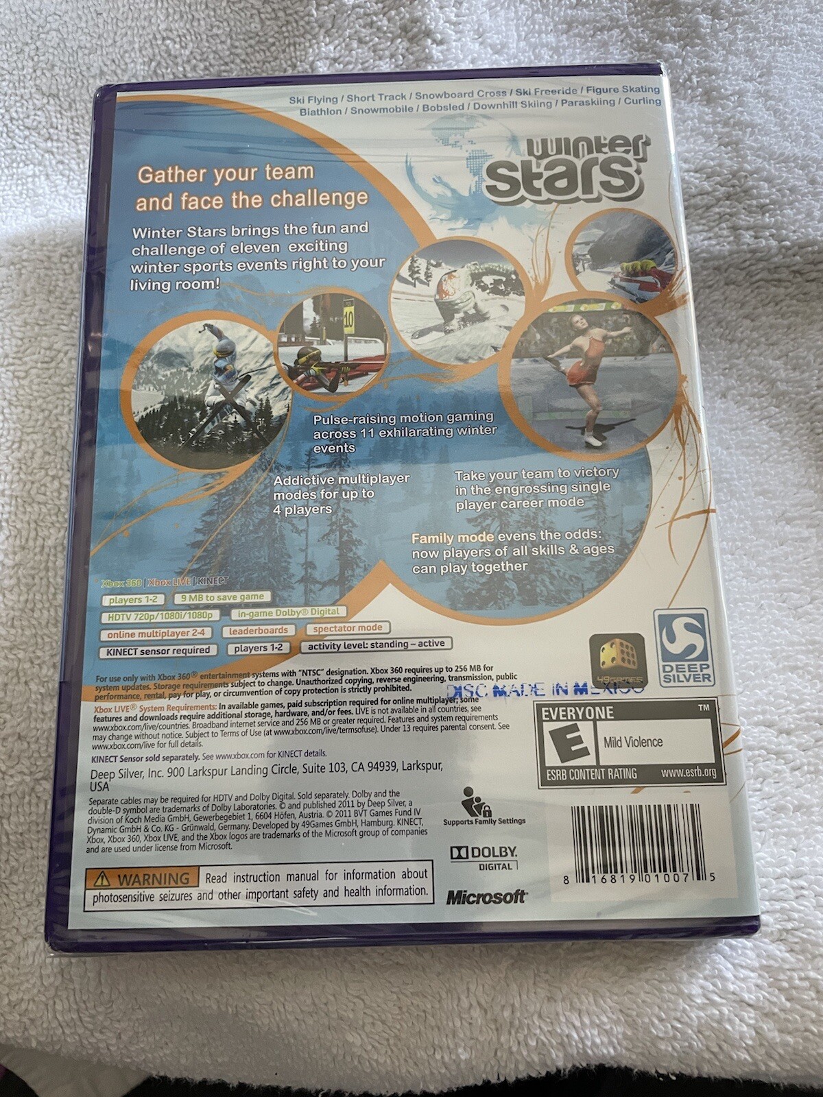 Microsoft Xbox 360 Kinect Winter Stars Family Video Game Deep Silver 2011 Sealed