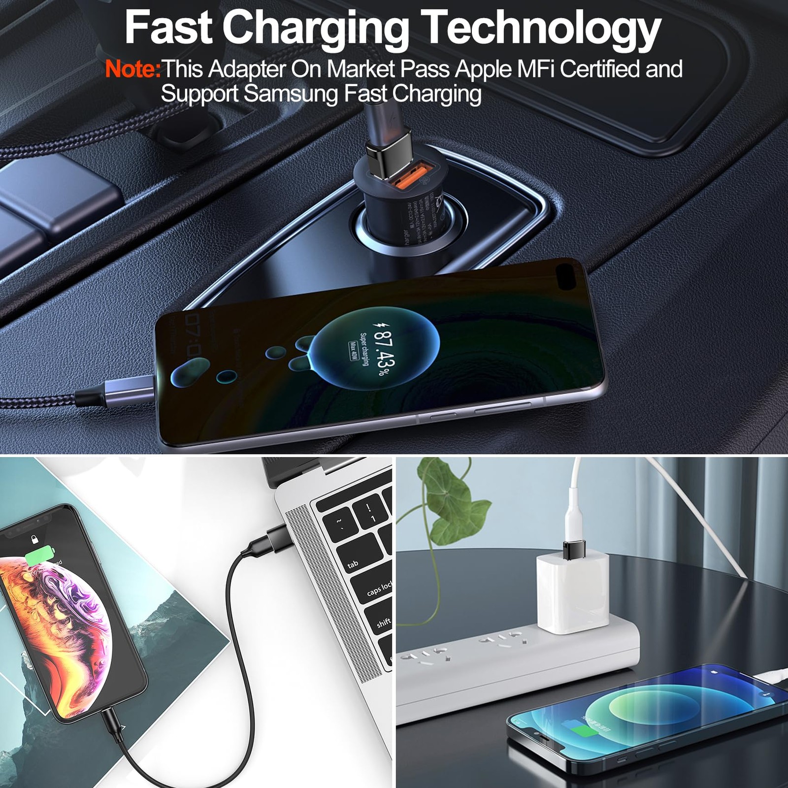 4 Pack USB To USB C Adapter Type C Female To USB A Male Fast Charging Cord