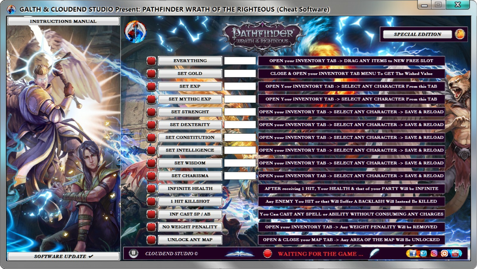PATHFINDER WRATH OF THE RIGHTEOUS TRAINER CHEATS MODS TRICKS CODES SOFTWARE MOD