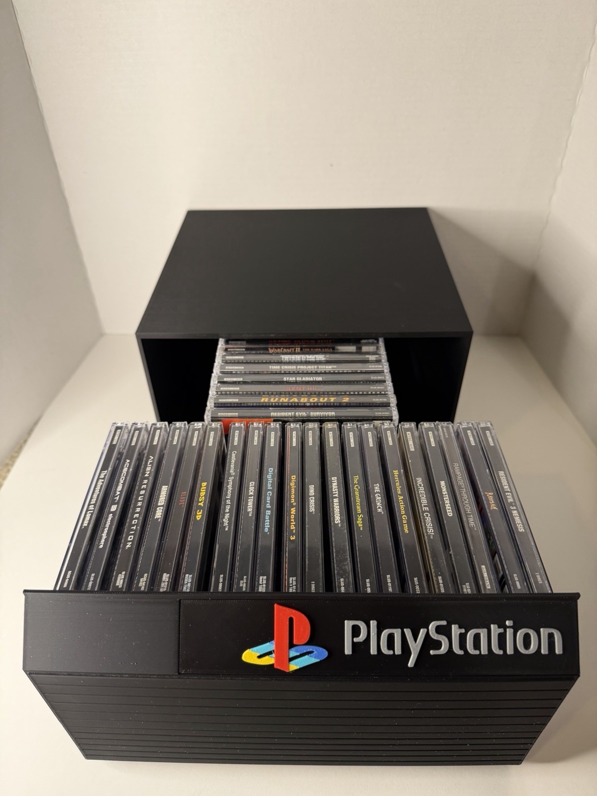 PlayStation PS1 Holds 28, Game Storage Display Shelf Memory Card Holder 3DPrint