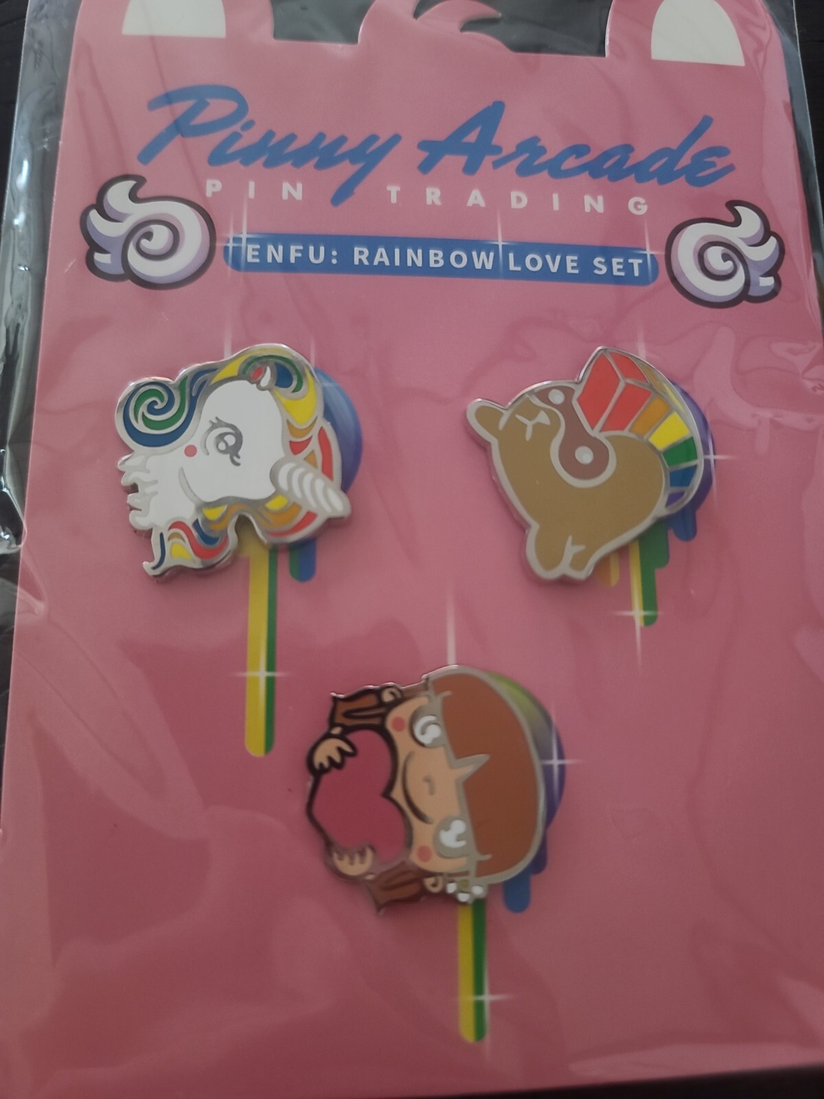 Pinny Penny Arcade PAX 2016 Enfu Rainbow Love Pin Set Unicorn Enfu Girl