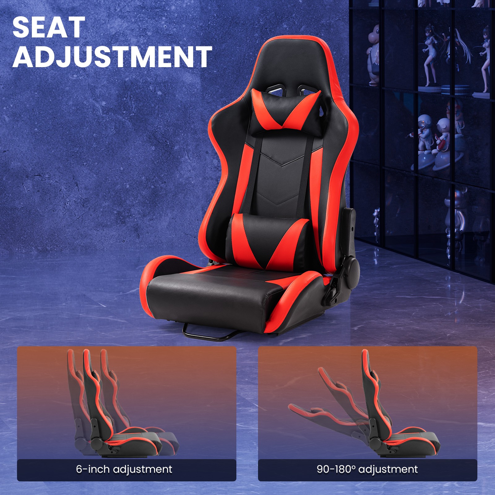 Minneer Racing Game Seat for Steering Wheel Stand Sim Cockpit Double Slide Track