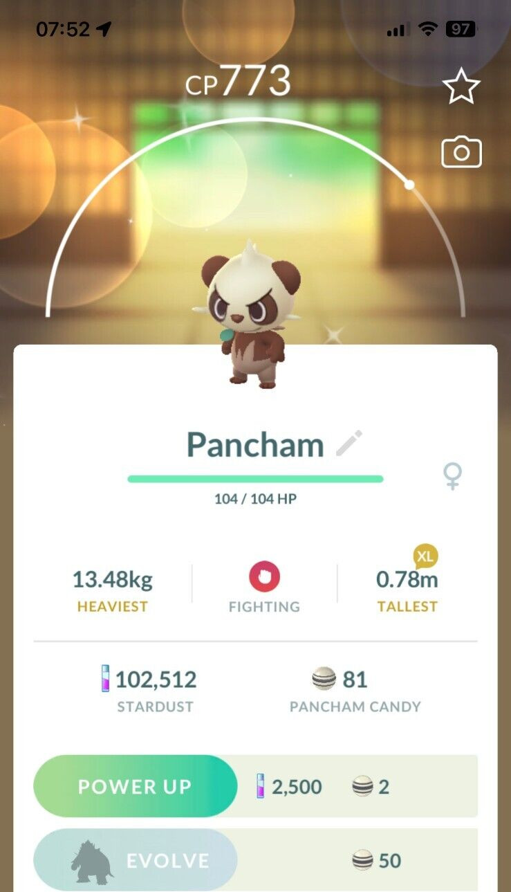 Shiny Pancham – Trade 20kstardust – Read Description