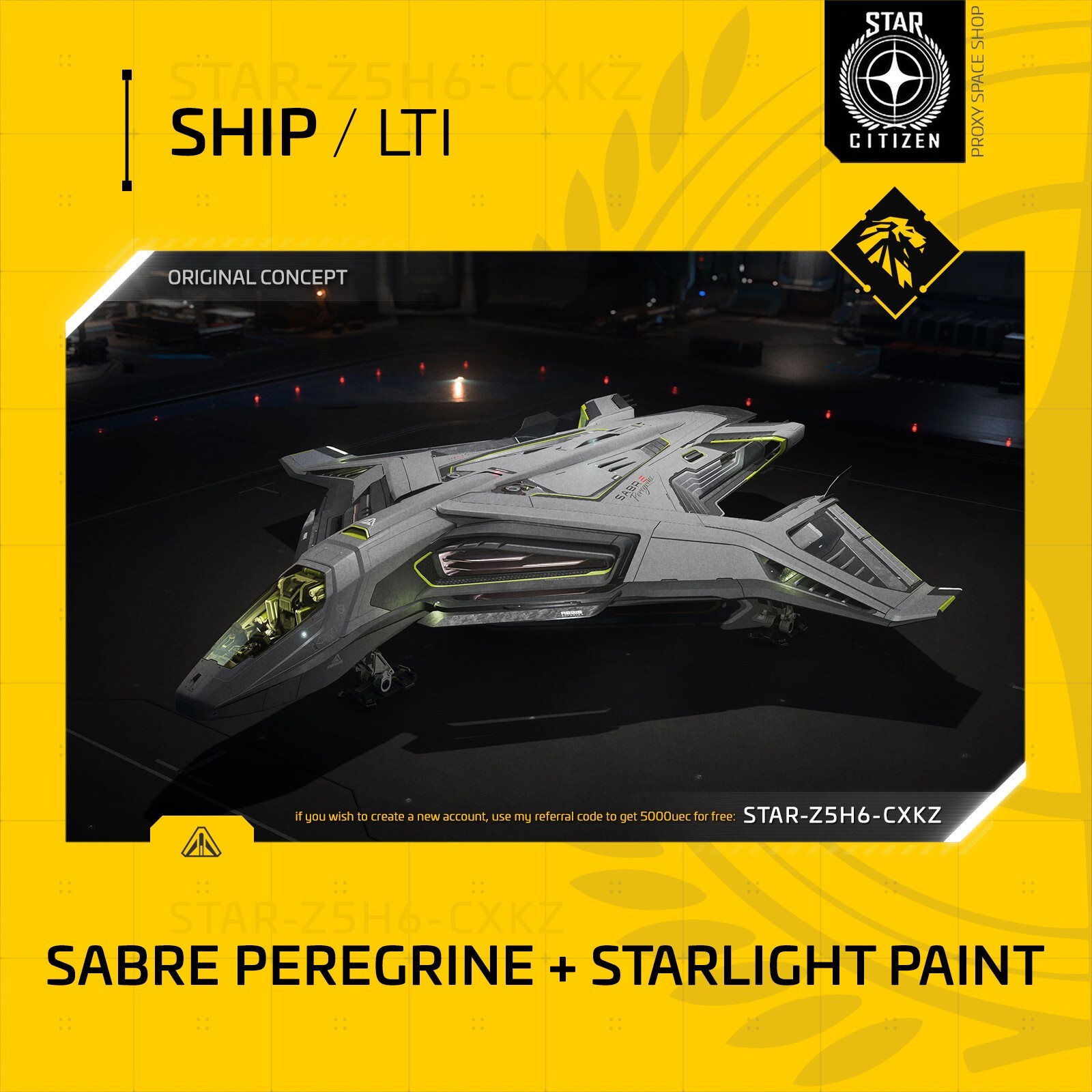 Star Citizen – SABRE PEREGRINE + STARLIGHT PAINT – LTI – Original Concept OC