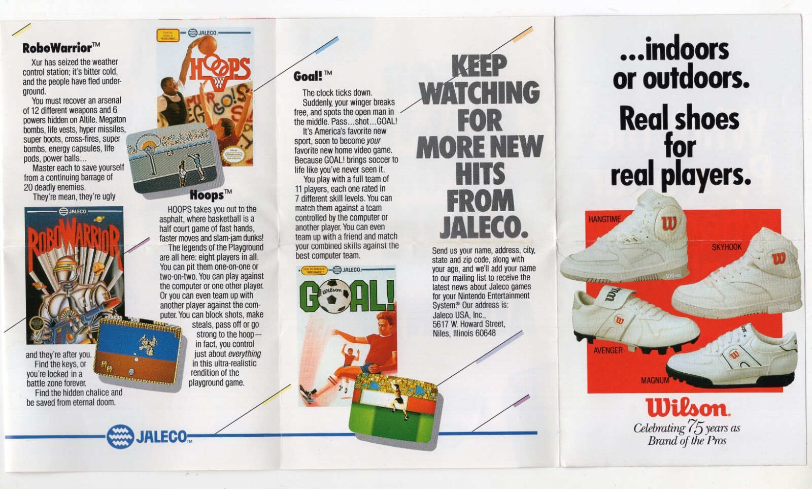 Jaleco Nintendo NES 1989 Fold Out Insert Advertisment JAL-2B-US