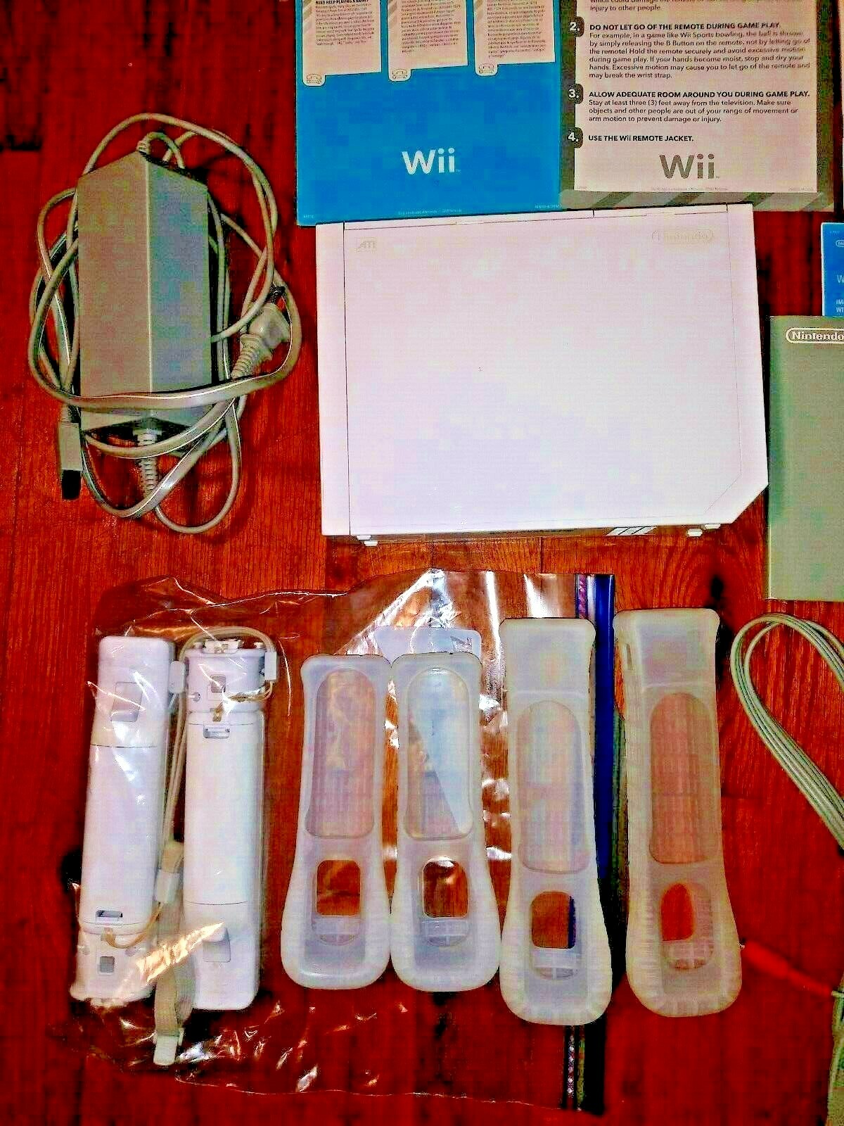 Nintendo Wii System Console Bundle 2 OEM Remotes & Nunchuks w/ Wii Sports Game