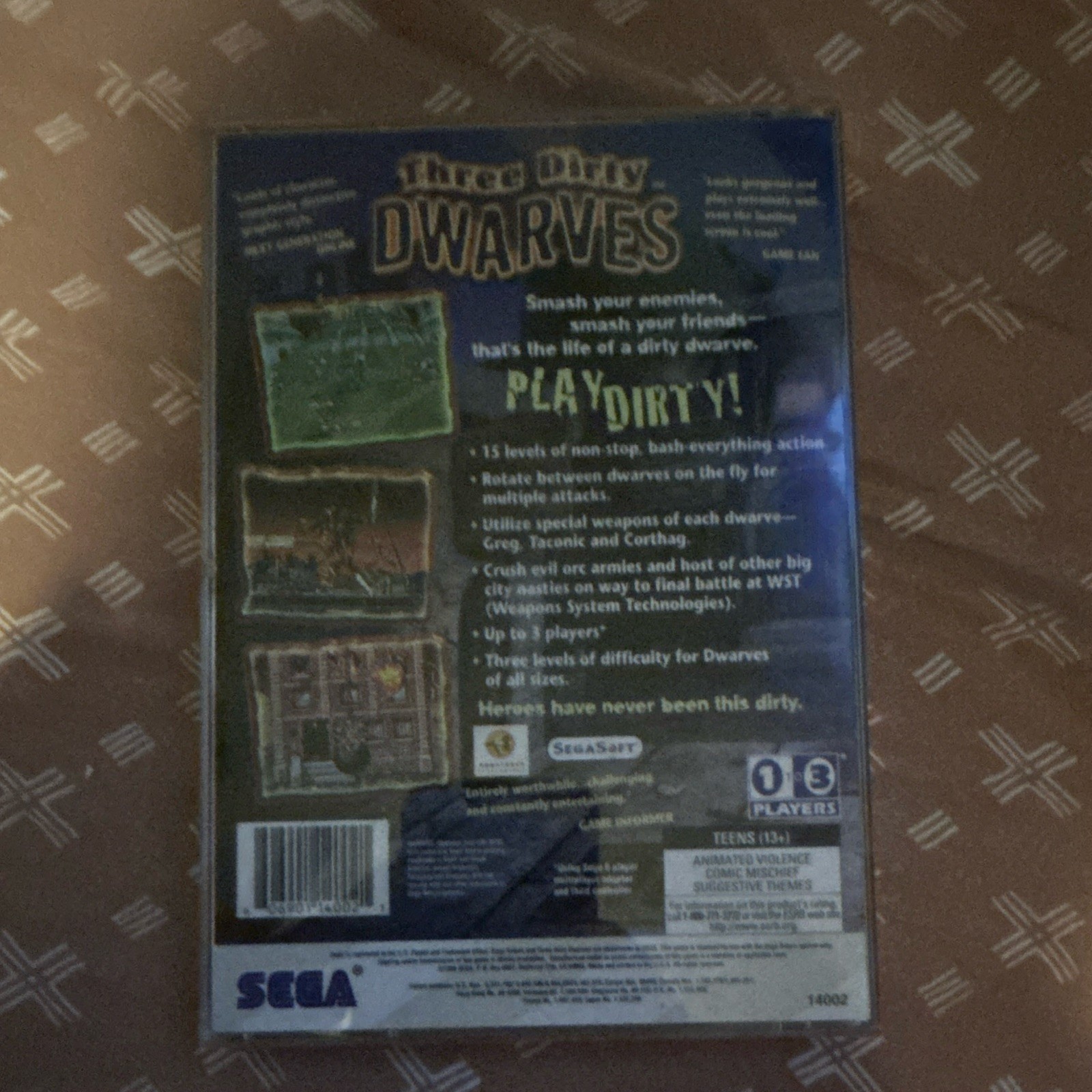 SegaSoft Three Dirty Dwarves Sega Saturn T Teen Multiplayer Case
