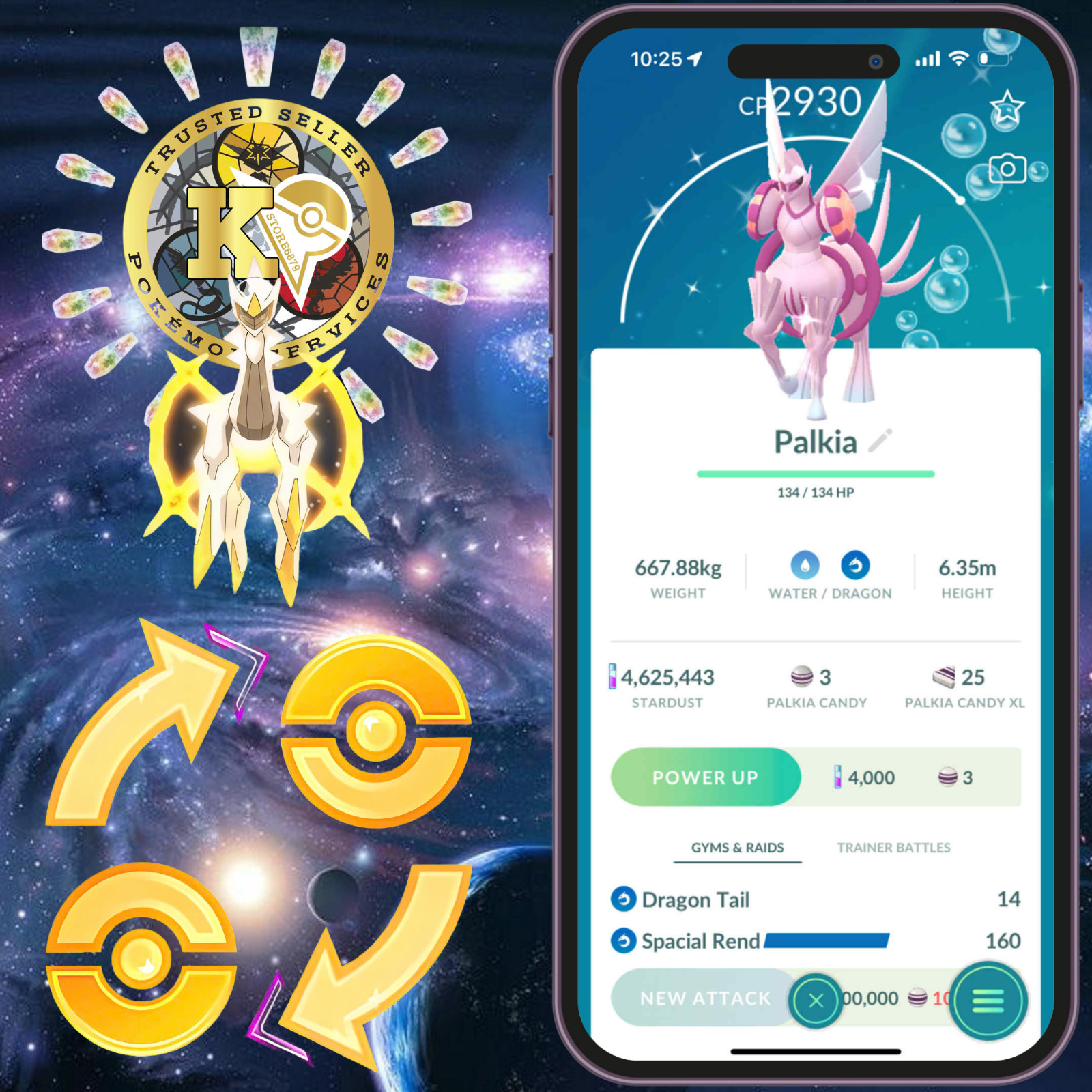 Pokémon—Trade—Go✨Shiny Palkia Origin Formed✨Moveset Spacial Rend🌟Digital♻️