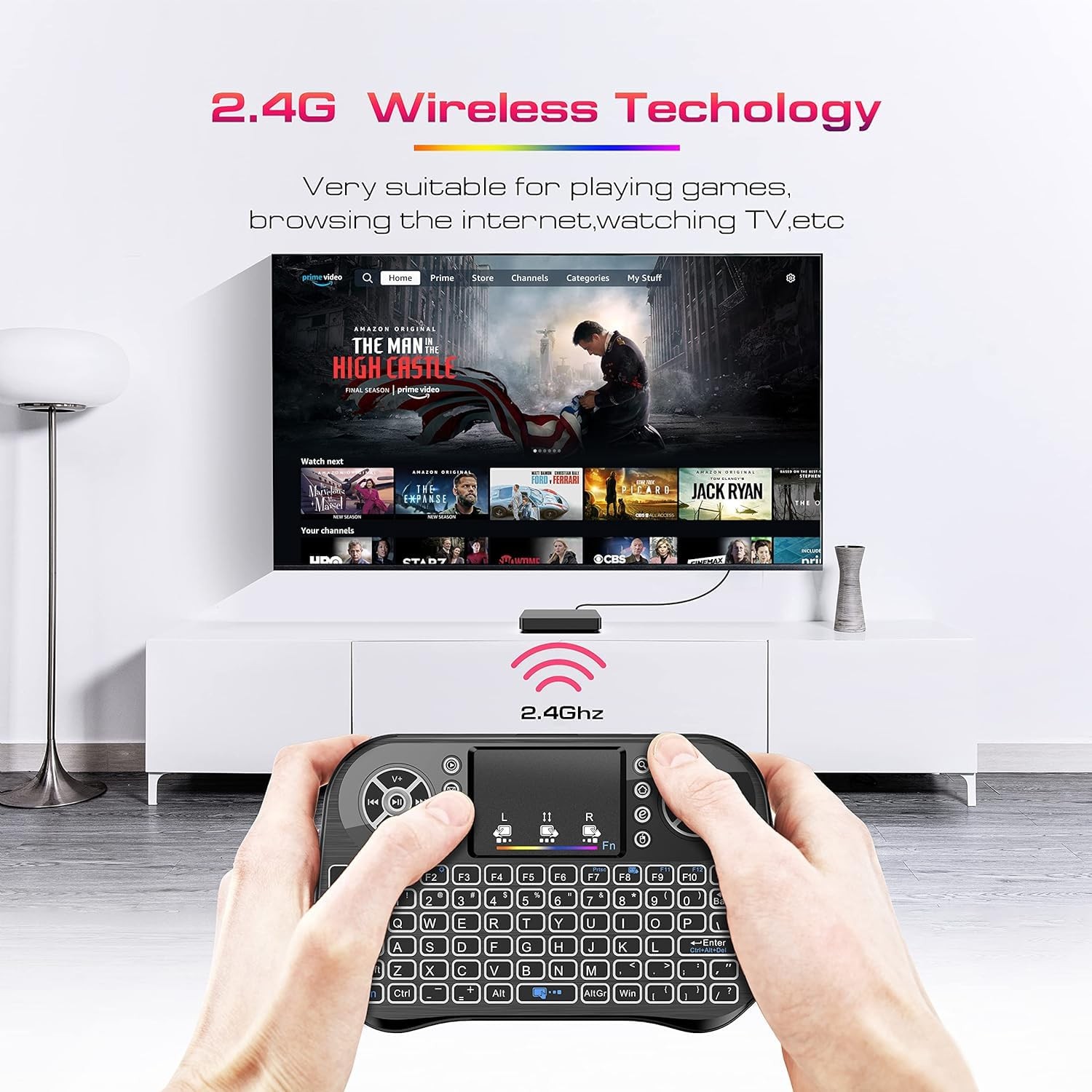 Mini Wireless Keyboard with Touchpad Mouse Combo, 7 Colors RGB Multicolor