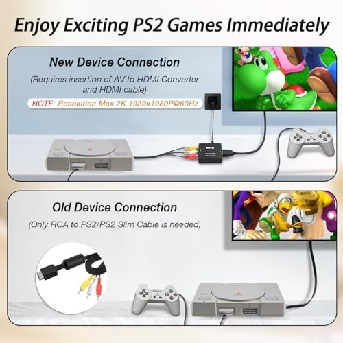 6FT AV to RCA Cable for PlayStation 1/2/3 Slim, Connect Console to TV/Monitor