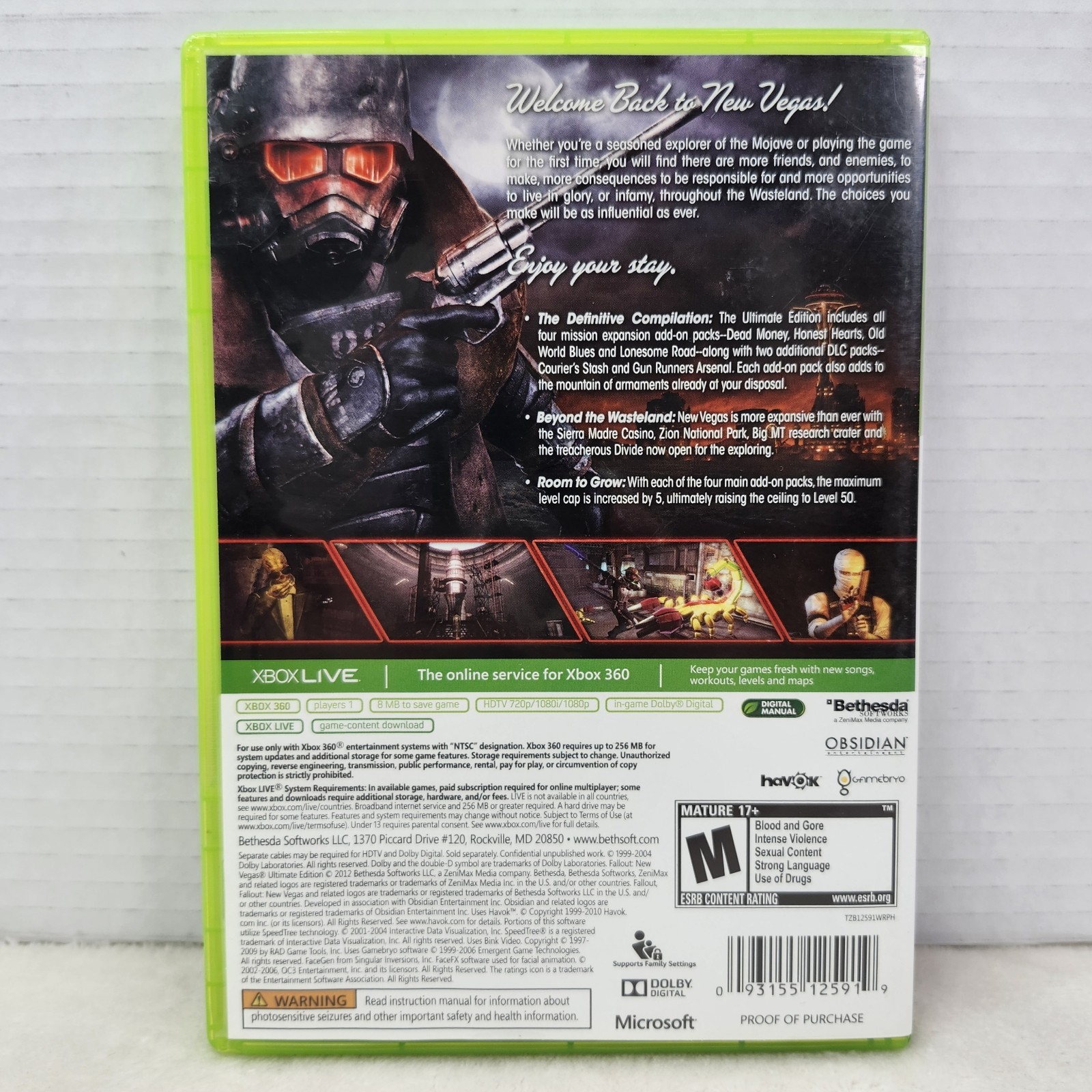 Fallout: New Vegas Ultimate Edition (XBOX 360, 2012) Complete with Manual CIB