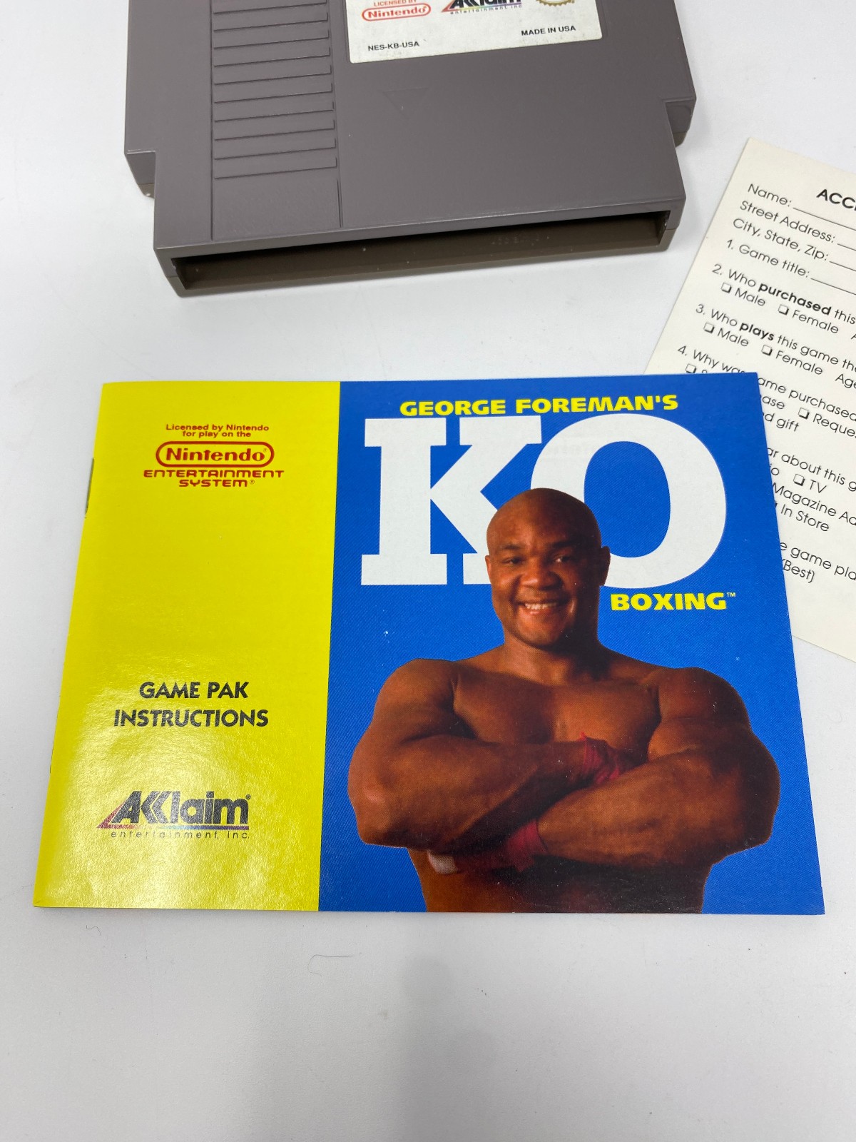 NES George Foreman’s KO Boxing Nintendo CIB Poster Box Manual Complete Game Vtg