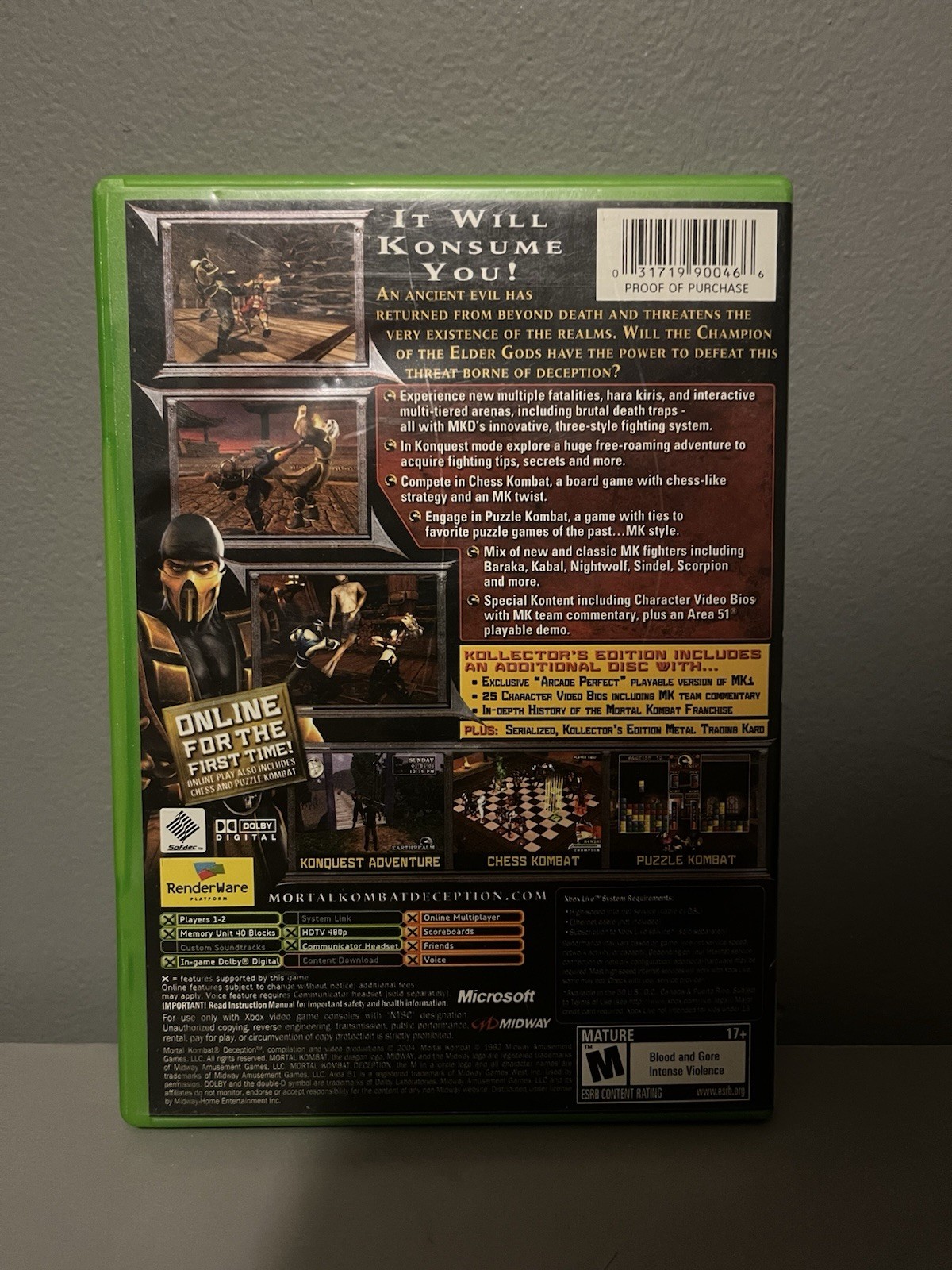 Midway Mortal Kombat Deception Collector’s Edition Xbox NTSC-U/C M Fighting