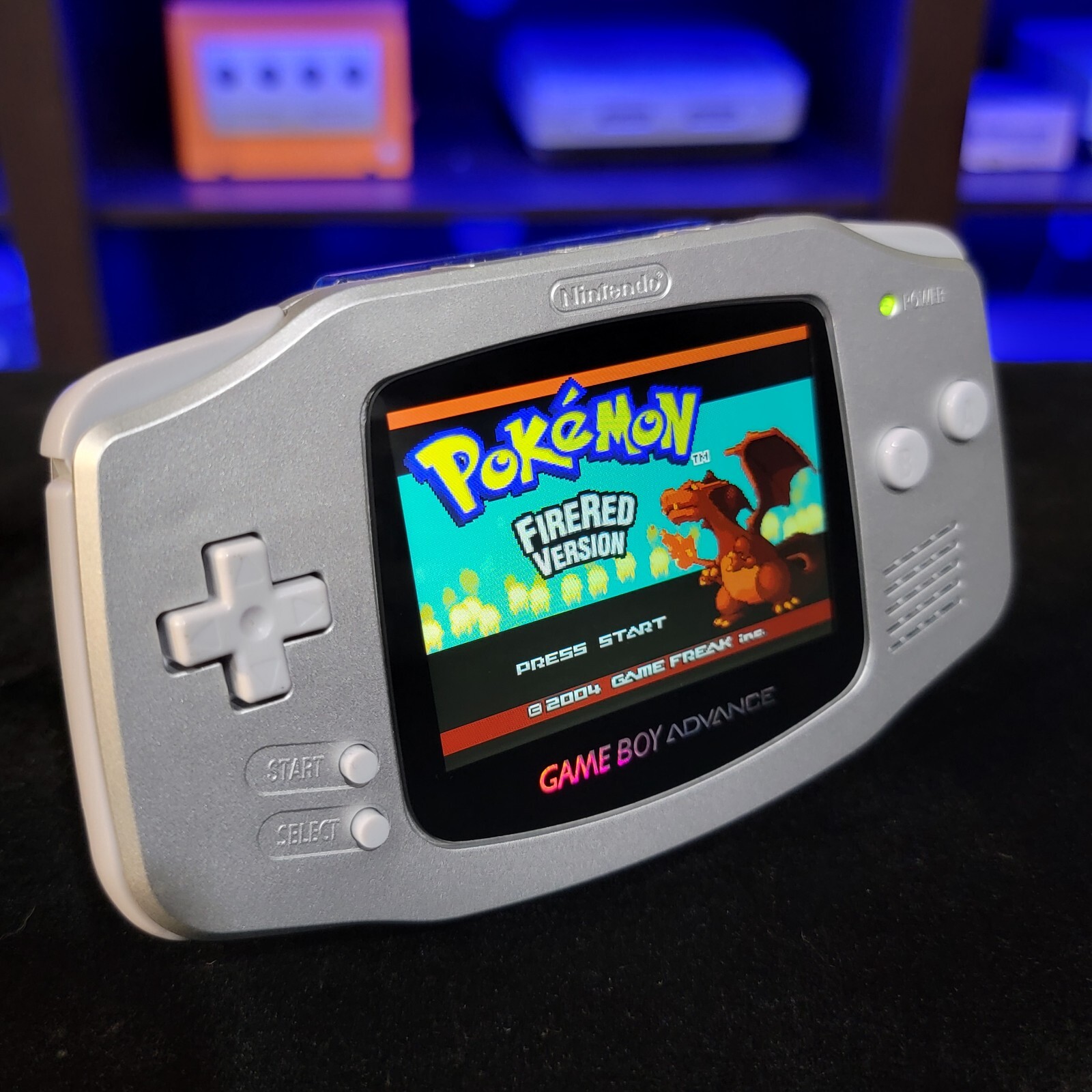 Silver Game Boy Advance GBA Console with iPS V5 Backlight Backlit LCD MOD