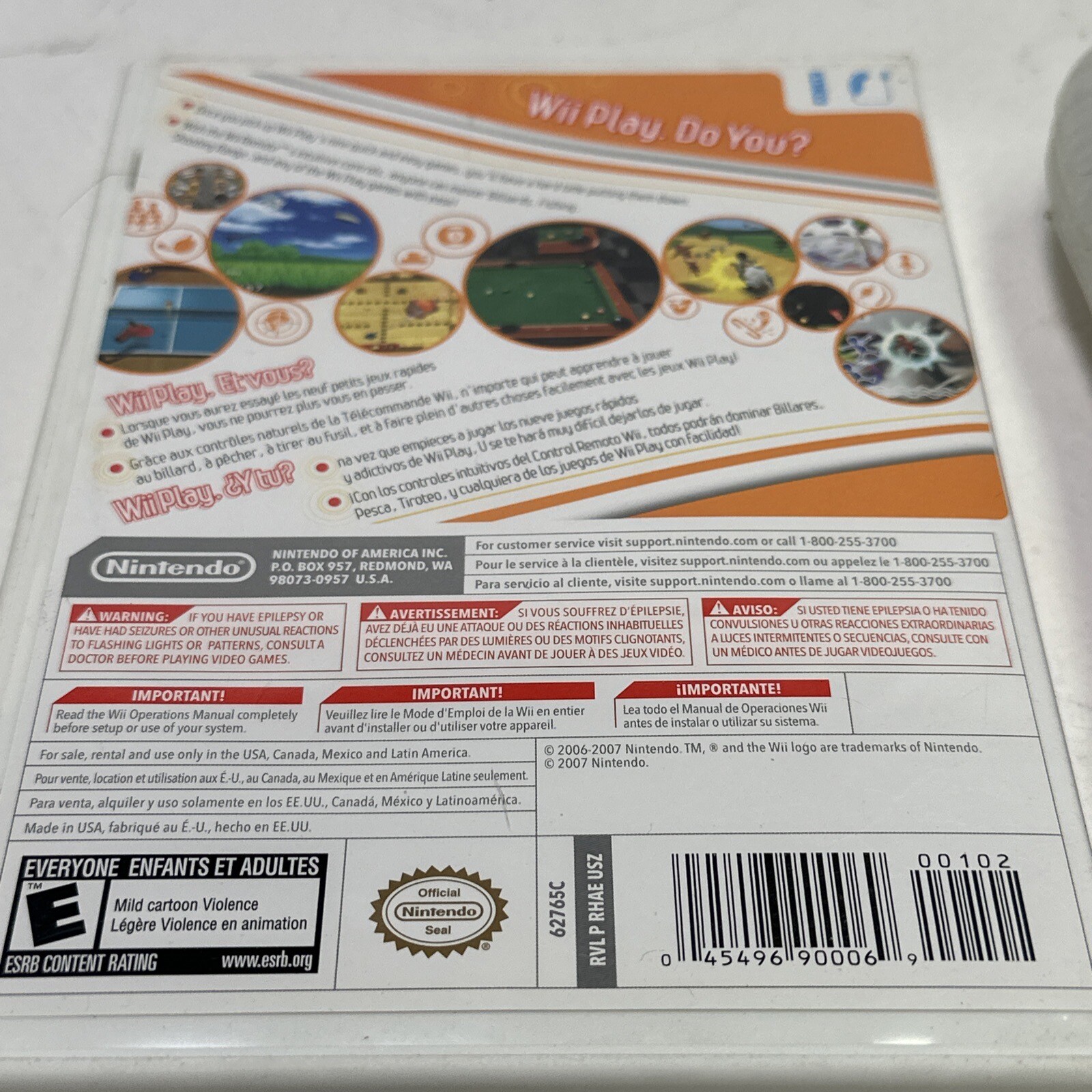 Wii Play Nintendo Wii Game + Wii Remote + Silicone Sleeve 2007 Complete Tested
