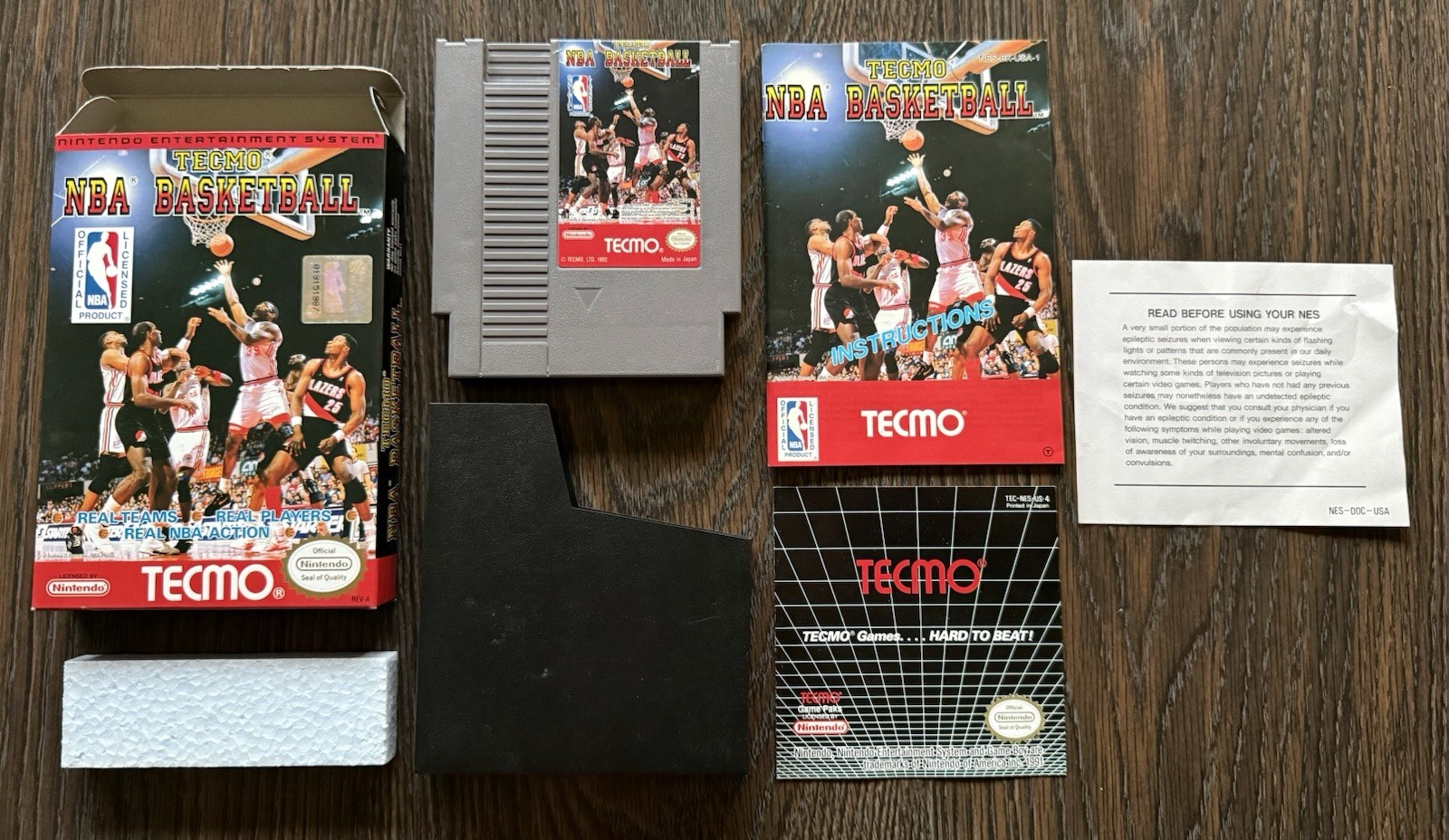 Tecmo NBA Basketball Complete in Box CIB w/Inserts! (Nintendo, NES 1992)🔥