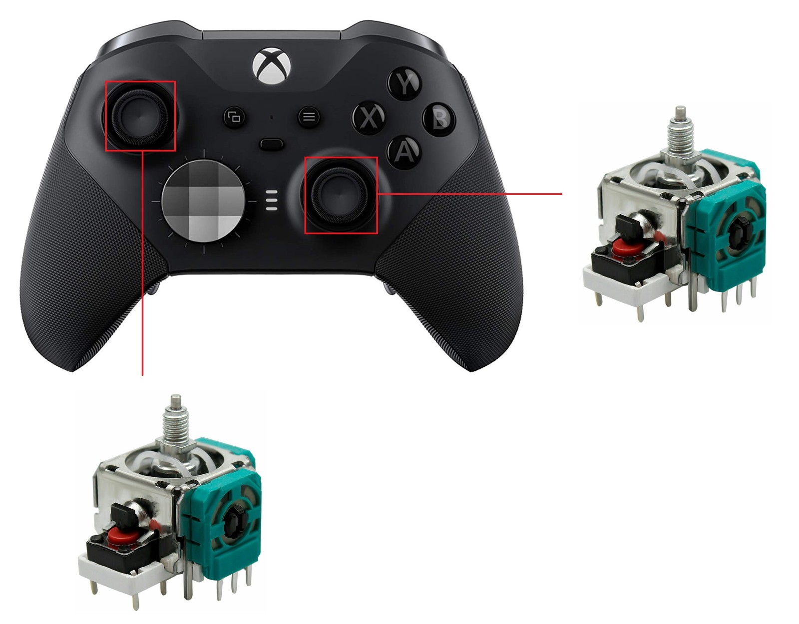 2pc Analog Module Potentiometer Xbox Elite Series 2 Black 1797