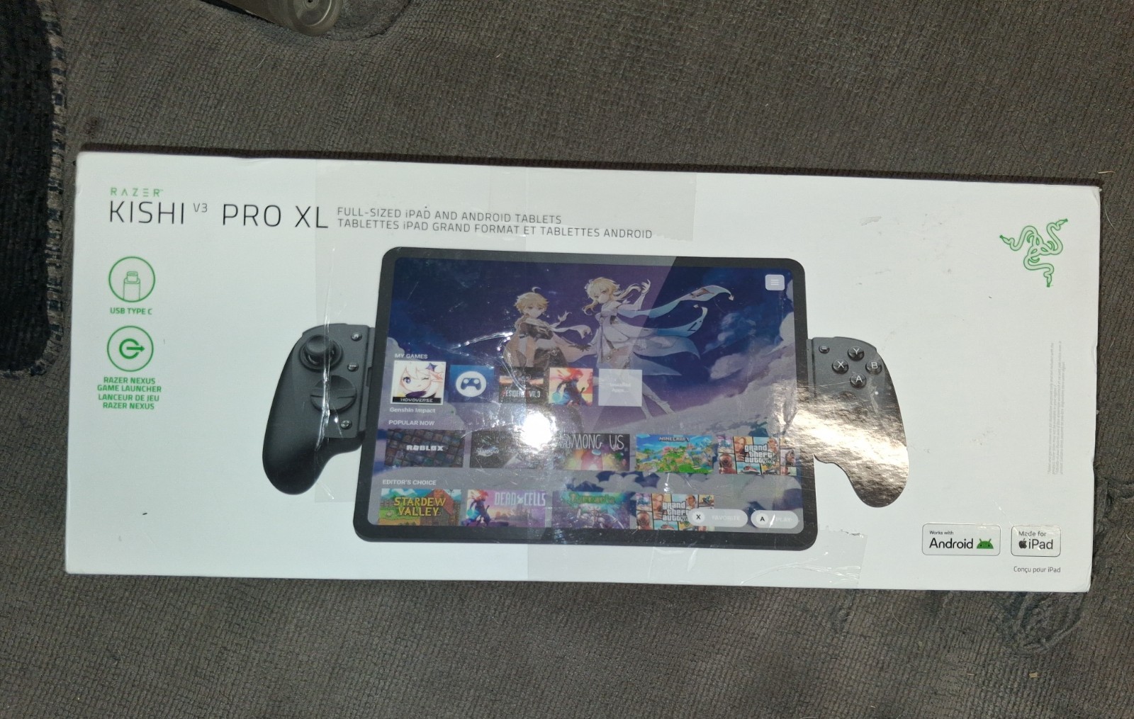 New Razer Kishi V3 Pro XL USB-C Mobile Controller for iPad/Android Tablet- NEW