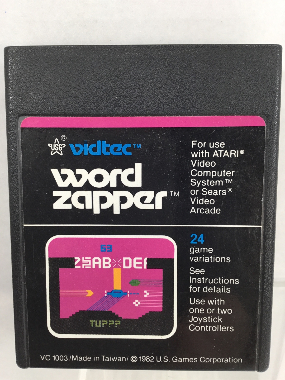 Atari 2600 Word Zapper Game Cartridge Cleaned & Tested Vidtec US Games Corp