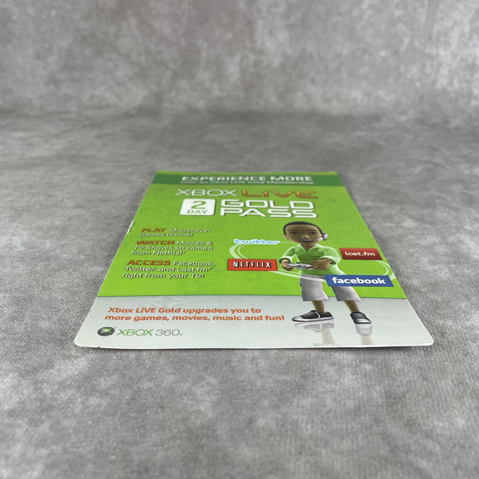 Microsoft Xbox Live Gold Pass 2 Day Trial for Xbox 360 Collectible Promo Insert