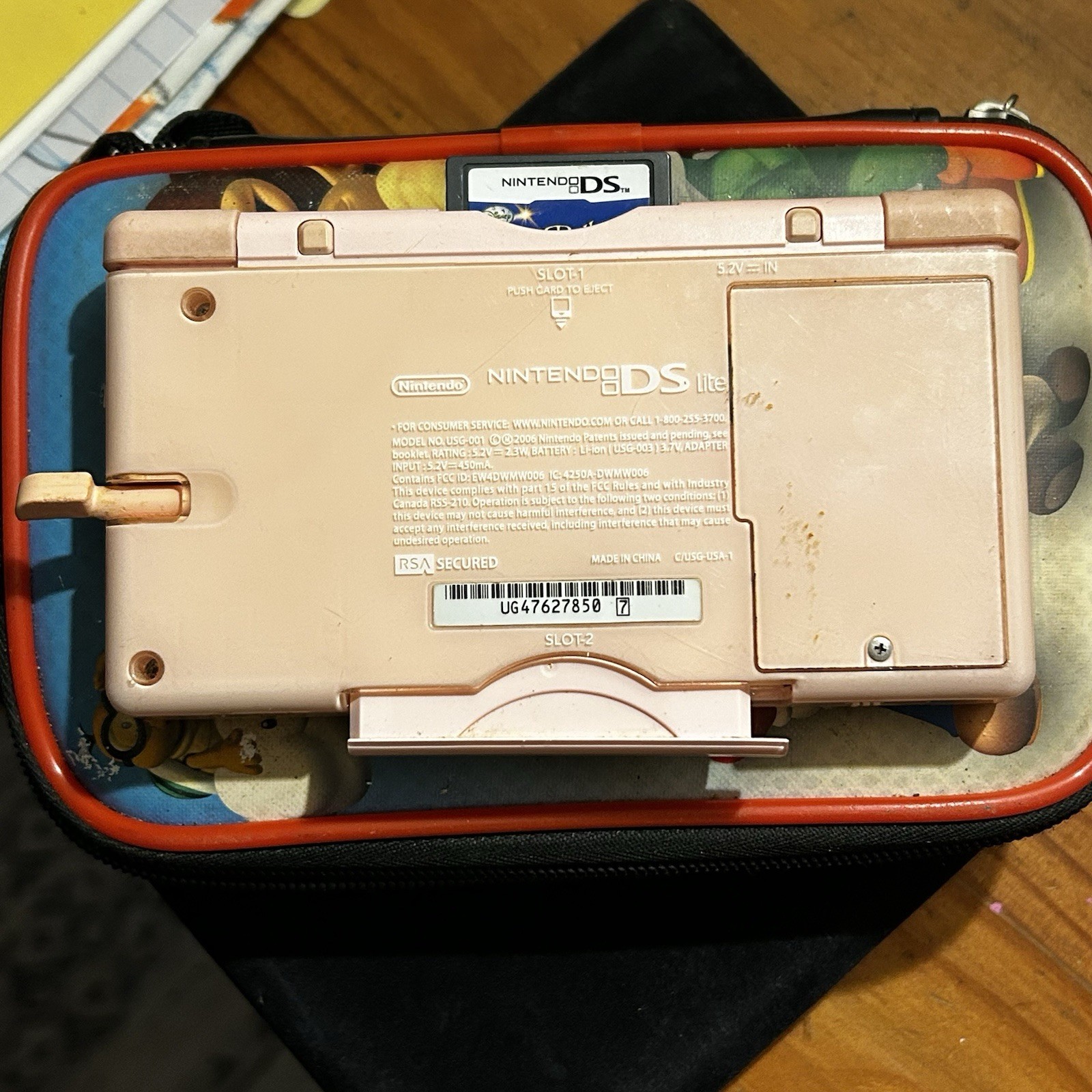 Nintendo DS Pink Handheld System. Working!! NO CHARGER!! Case & Game Included