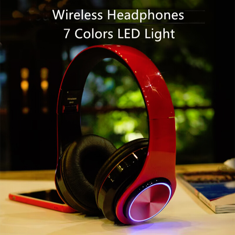 Foldable BT Wireless Headset LED Noise Reduction Music Game Headphone for iPhone
