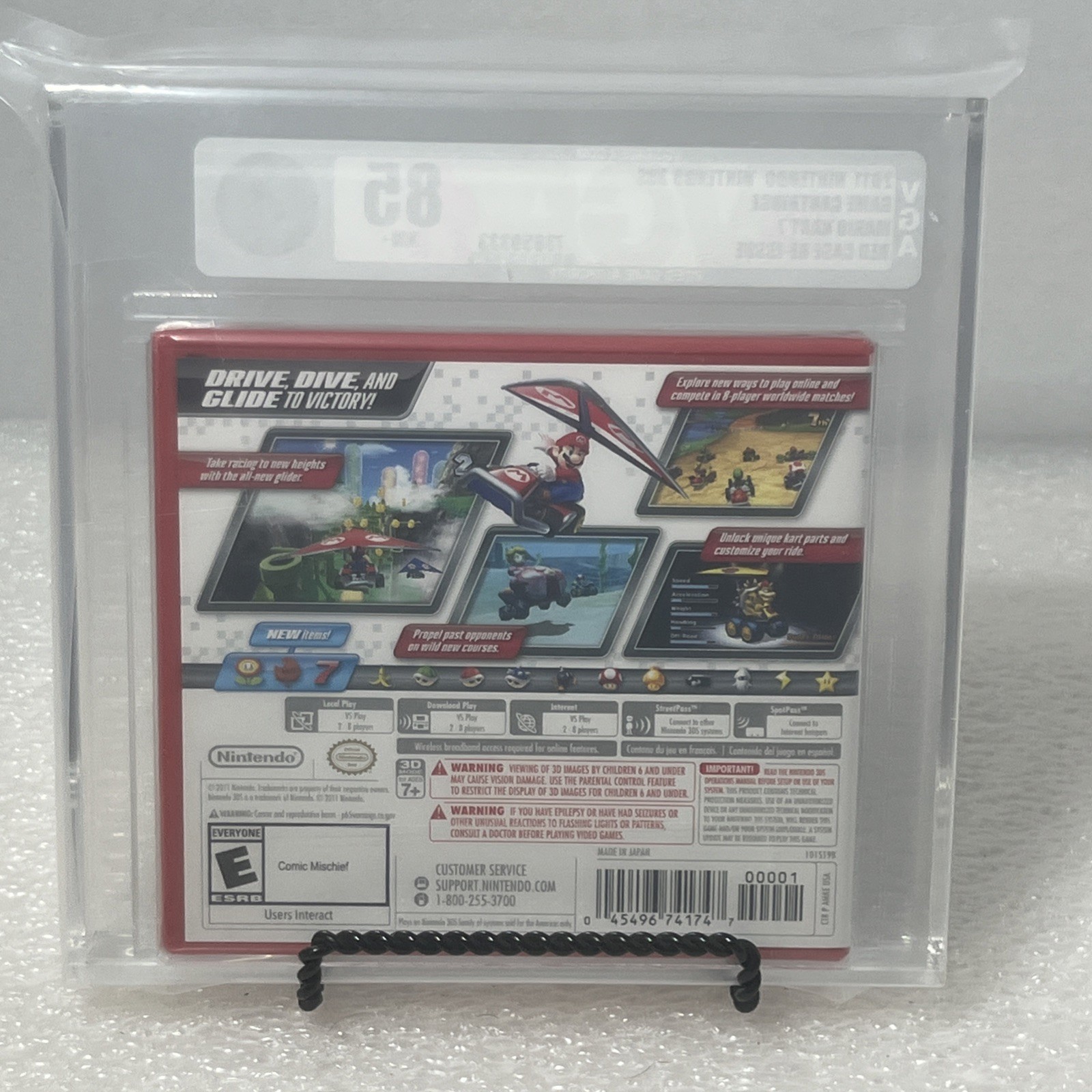 Mario Kart 7 3DS VGA 85 Near Mint+ Graded Red Case Reissue 2011