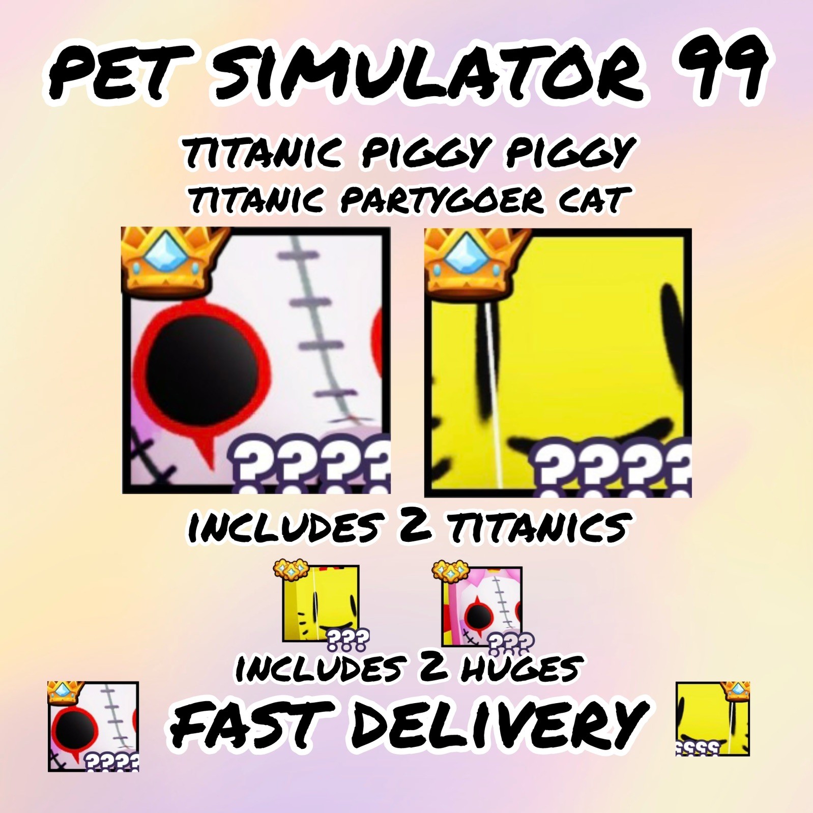 Titanic partygoer cat and piggy piggy | Pet simulator 99 | fast delivery | PS99