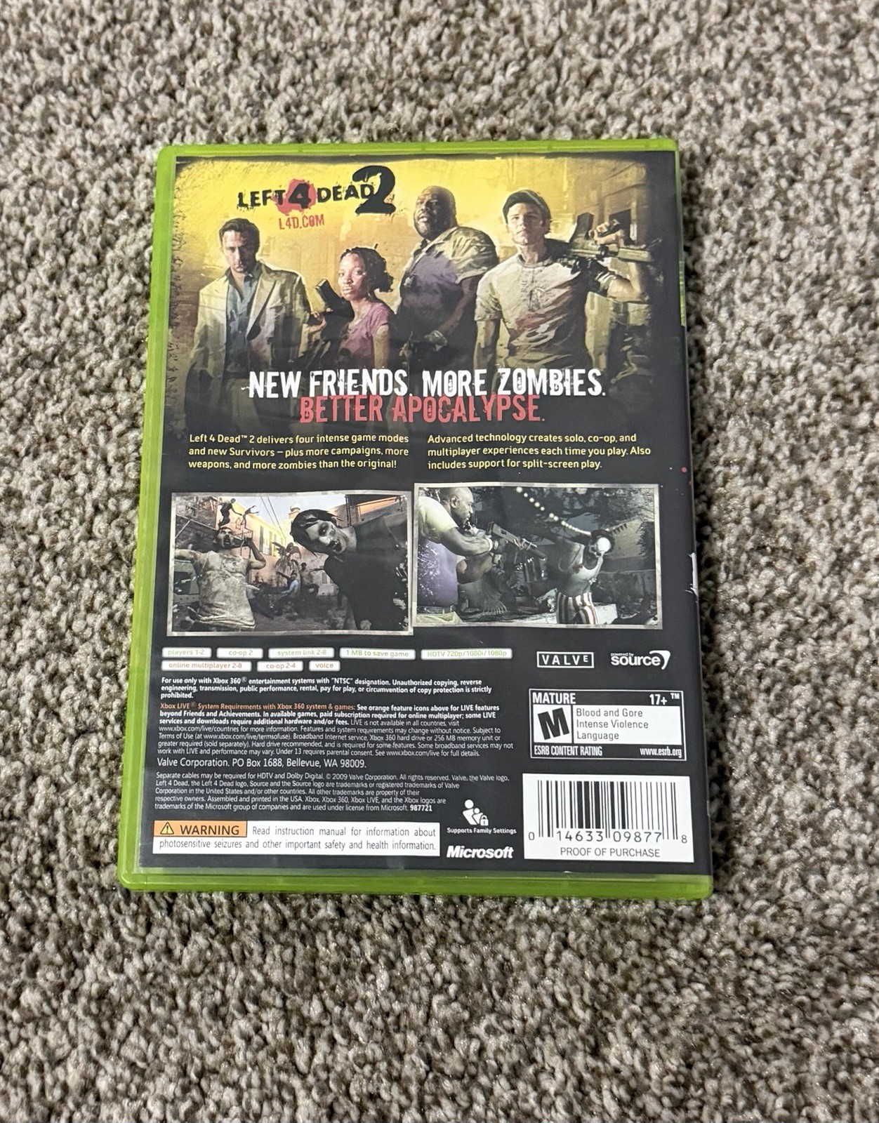 Left 4 Dead 2 for Xbox 360 Complete CIB Survival Horror Valve RARE Variant Cover