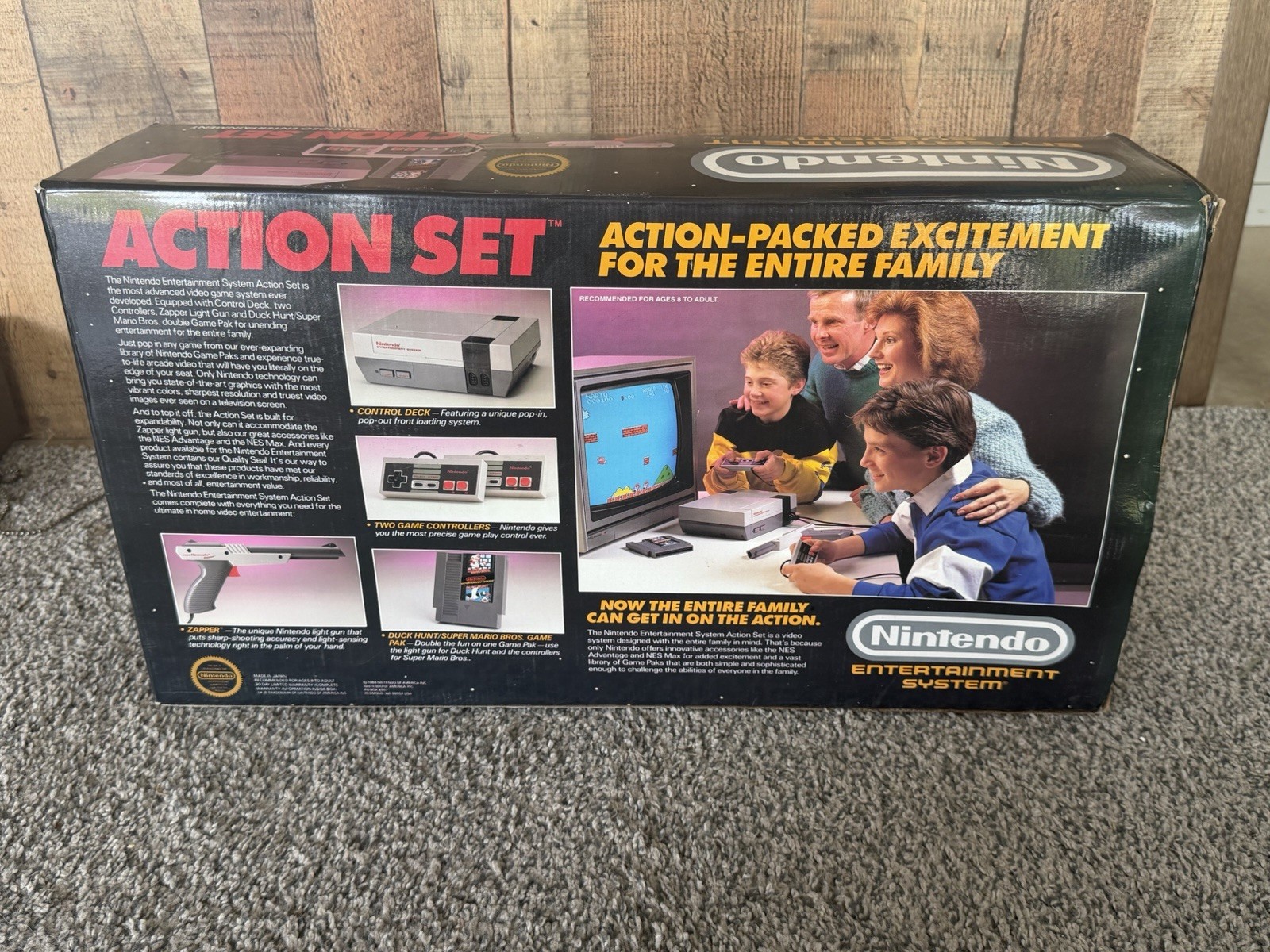 VINTAGE NINTENDO ACTION SET CONSOLE WITH BOX GAME CONTROLLERS INCOMPLETE