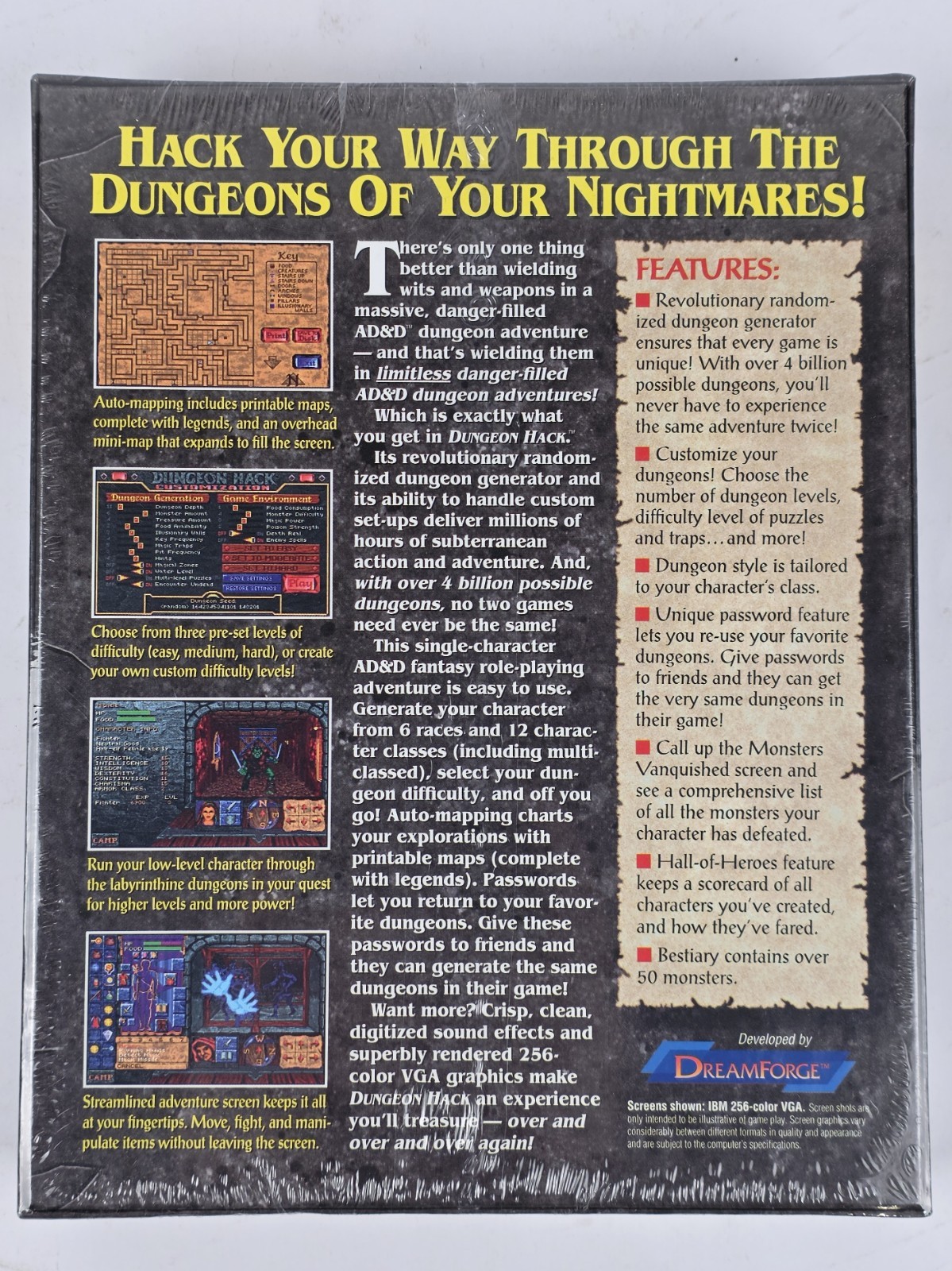 Dungeons & Dragons: Forgotten Realms – Dungeon Hack BIG BOX 3.5″ 1993 TSR SEALED
