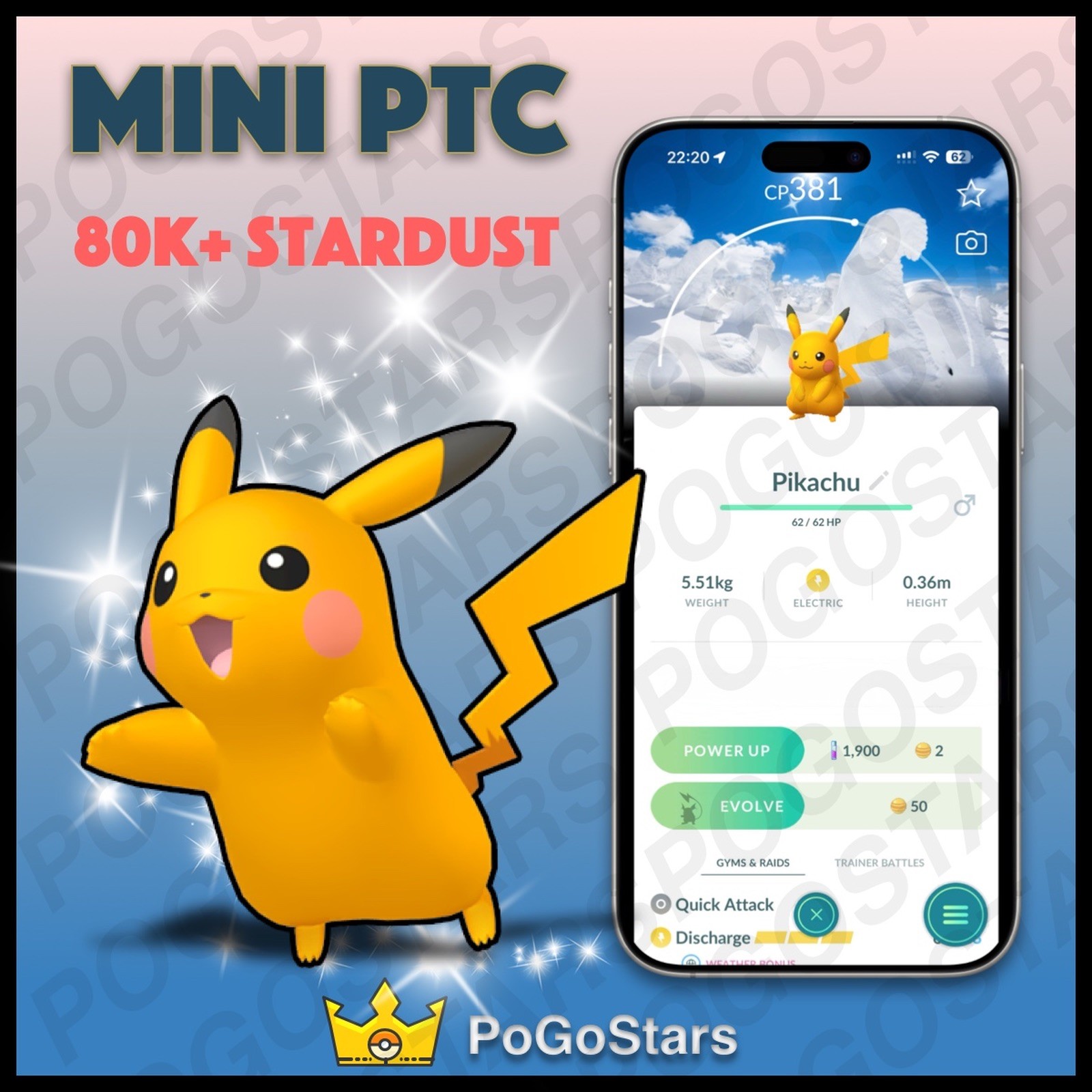 Pokémon PTC Go – Shiny Pikachu – Yamagata Pokelids✨Special Background✨