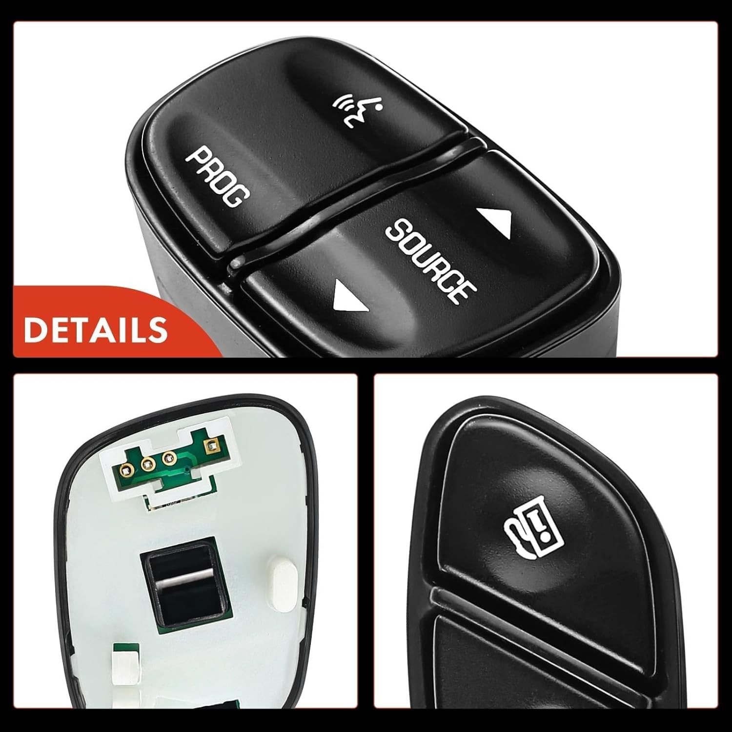 A-Premium 4-PC Steering Wheel Control Switch Button Compatible with Chevy, GMC,