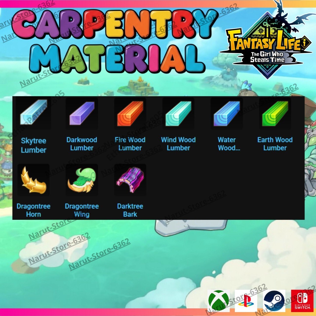 Fantasy Life I: Carpentry Material Bundle🌟crafting The Girl Who Steals the Time