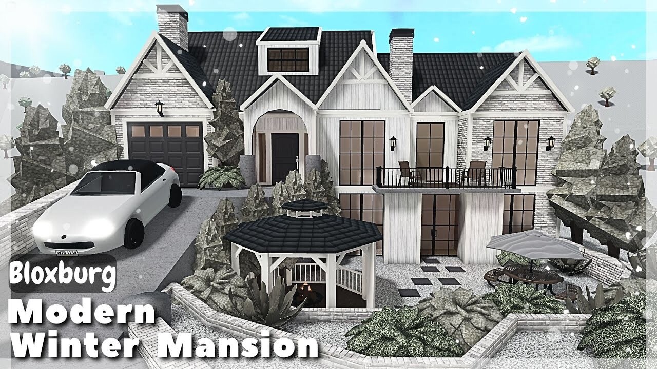 MODERN WINTER MANSION BLOXBURG.CHECK DESCRIP.FAST BUILDER FOR CHEAP PRICE