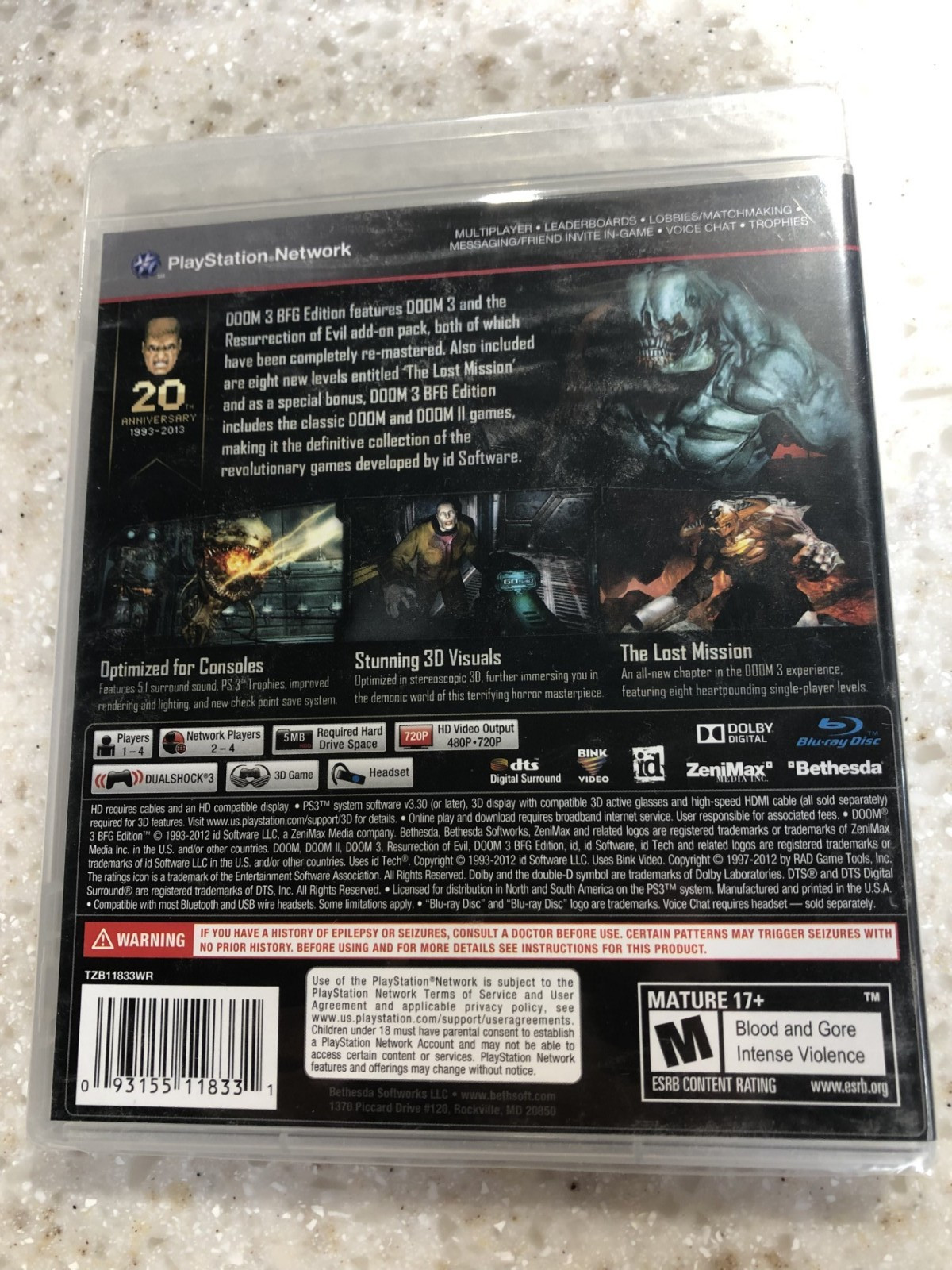 DOOM 3 BFG EDITION NEW SEALED PLAYSTATION 3 GAME PLAY STATION PS3 DISC NES HQ