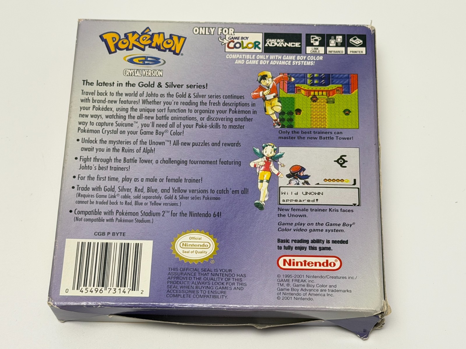 Pokemon Crystal Version (Nintendo Game Boy Color) Complete in se{ies ERROR Box