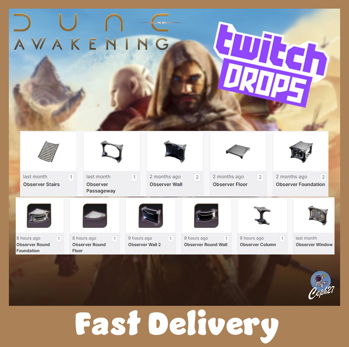 Dune Awakening Twitch Drops – Wall + Floor + Foundation + Stairs… 11/11 Items