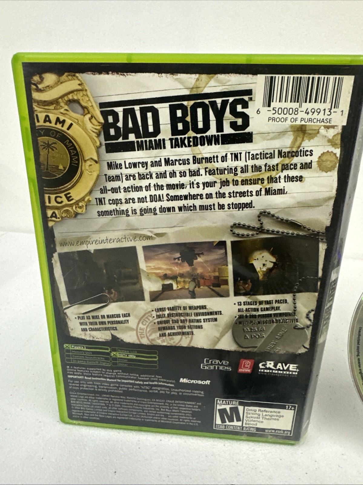 Bad Boys: Miami Takedown (Microsoft Xbox, 2004) Complete