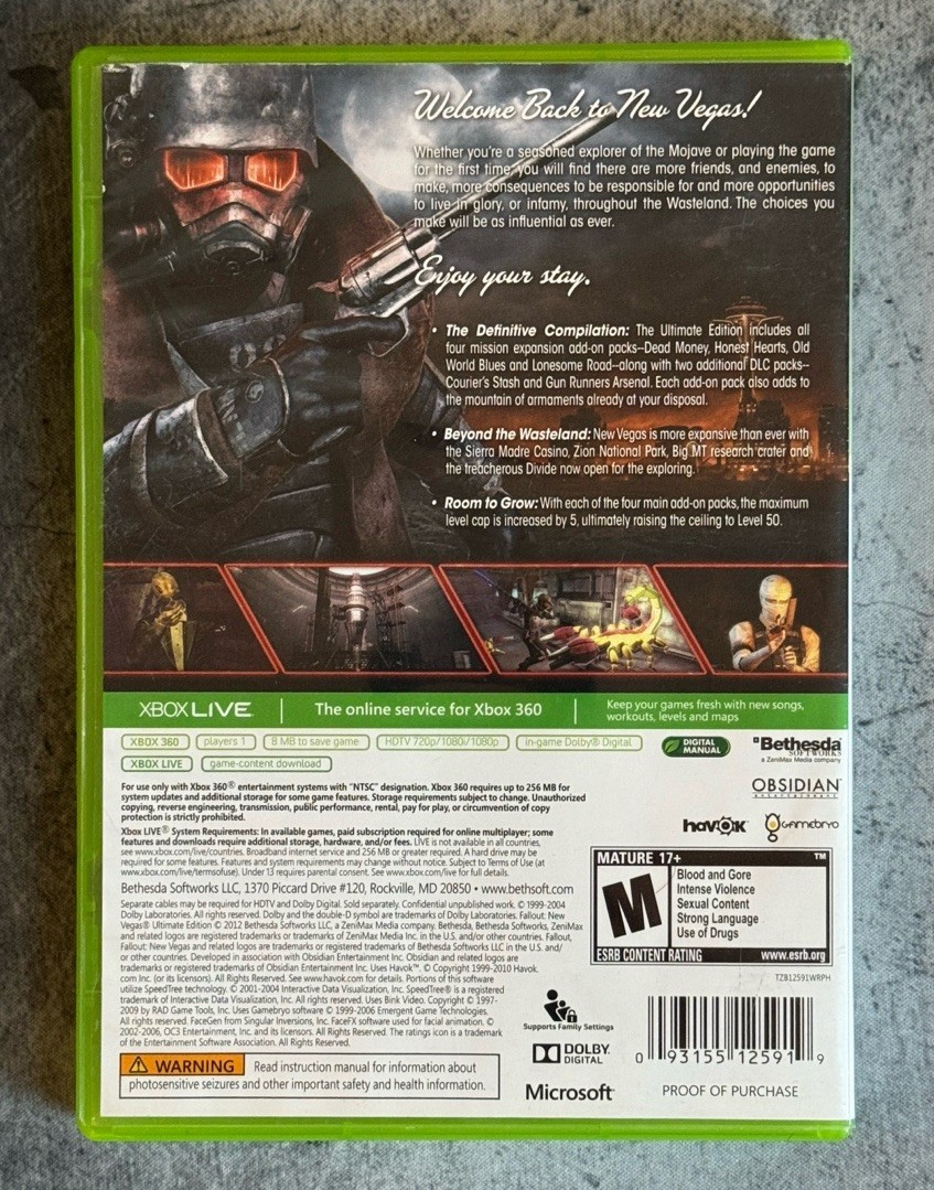 Fallout: New Vegas Ultimate Edition PH Microsoft Xbox 360 CIB VG – Tested