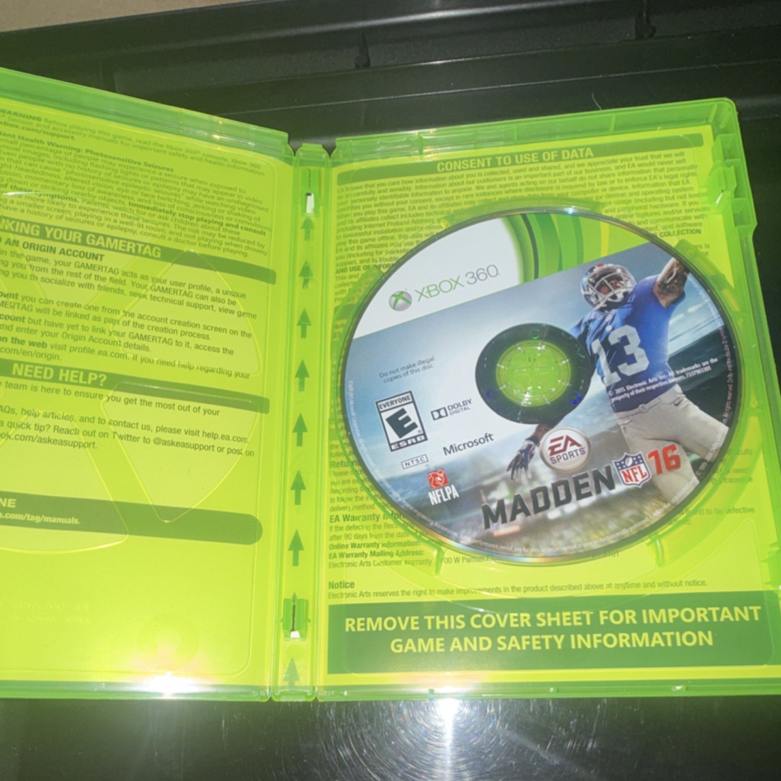 EA Sports Madden NFL 16 Xbox 360 Better with Kinect Sports NTSC-U/C 2015