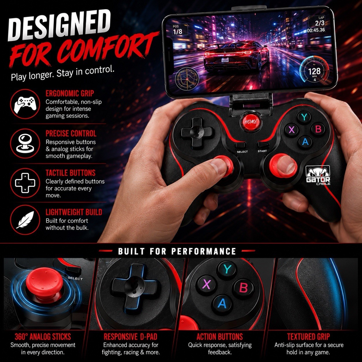 Wireless Bluetooth 5.0 Game Controller Gamepad For Android iOS iPhone Tablet PC