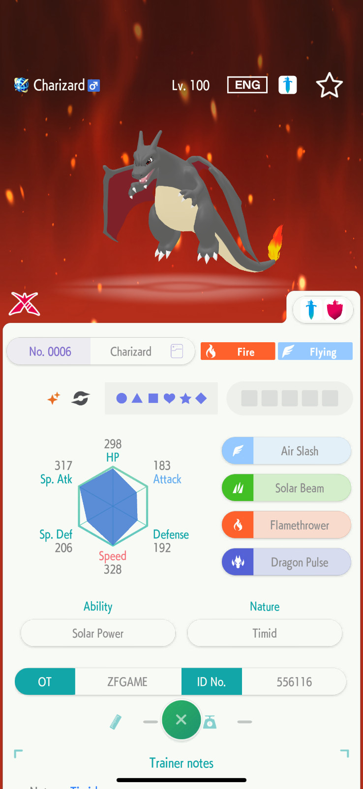 ✨6IV SHINY Charizard Y + EVS🚀 POKEMON HOME✨Champions✨Online delivery⚡
