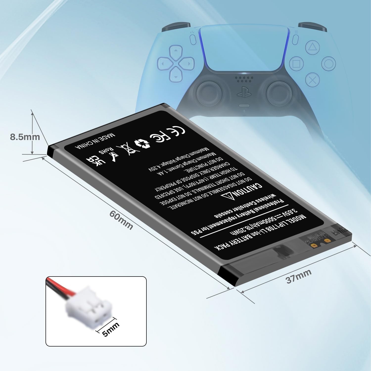 Quzmo 2 Pack 5000mAh PS5 Controller Battery, Upgrade High Capacity LIP1708 Ba…