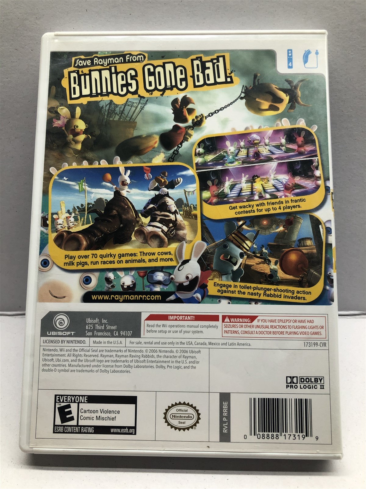 Rayman Raving Rabbids – Nintendo Wii – Complete w/ Manual – Tested – Free Ship