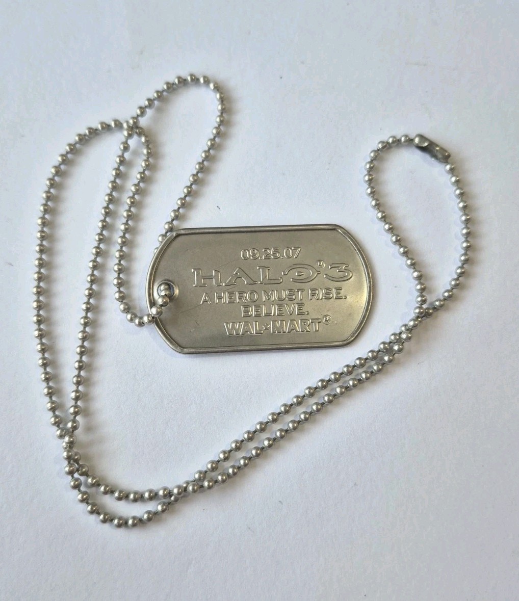 Halo 3 2007 Promo Dog Tag Walmart Exclusive Rare Xbox Game Chain